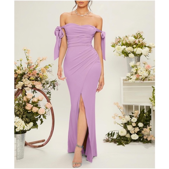 Off Shoulder Party Formal Evening Dress Wedding Prom - Picture 12 of 13